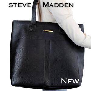 Steve Madden Large Shoulder Tote Bag Black Floral Carryall Weekender Travel NEW